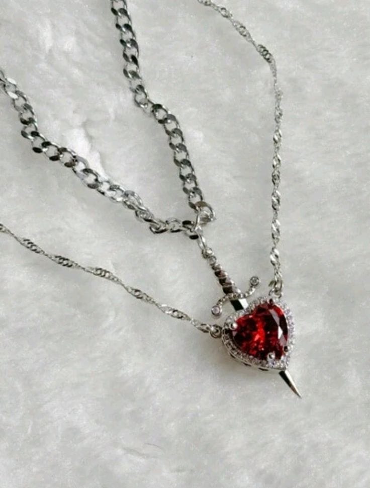 Heart and Sword Couple Necklace Fashion Accessories