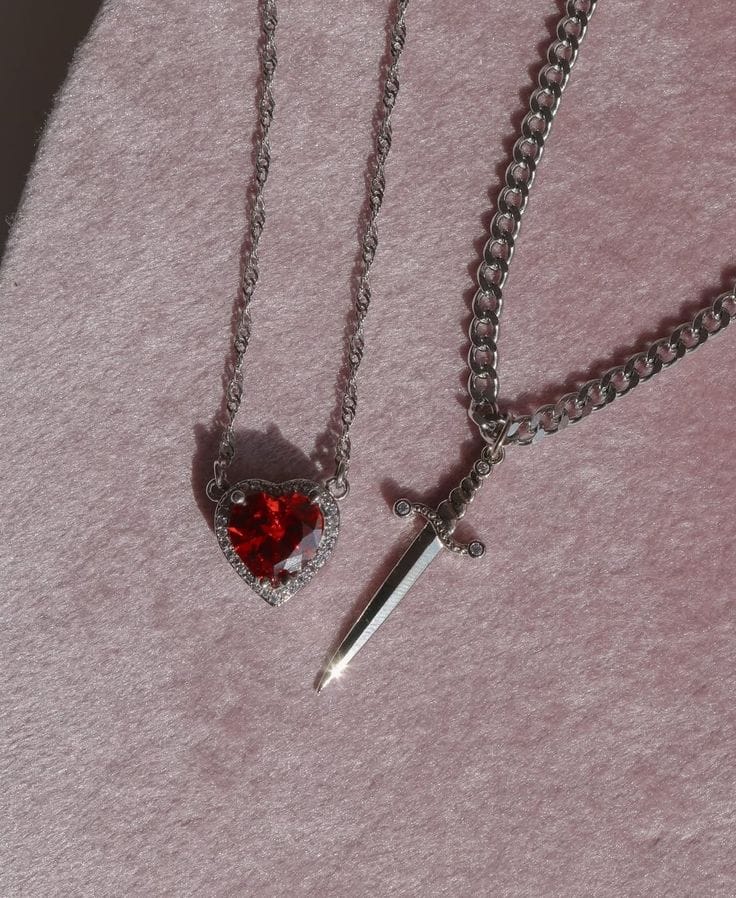 Heart and Sword Couple Necklace Fashion Accessories