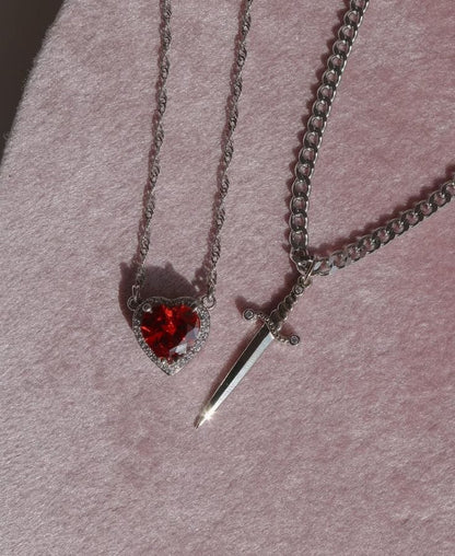 Heart and Sword Couple Necklace Fashion Accessories