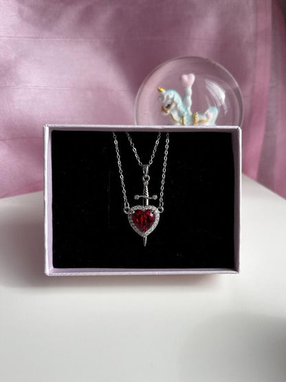 Heart and Sword Couple Necklace Fashion Accessories