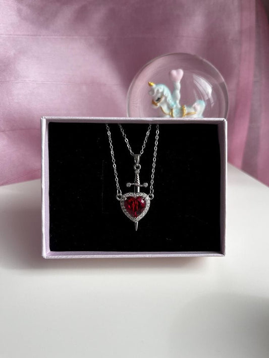 Heart and Sword Couple Necklace Fashion Accessories